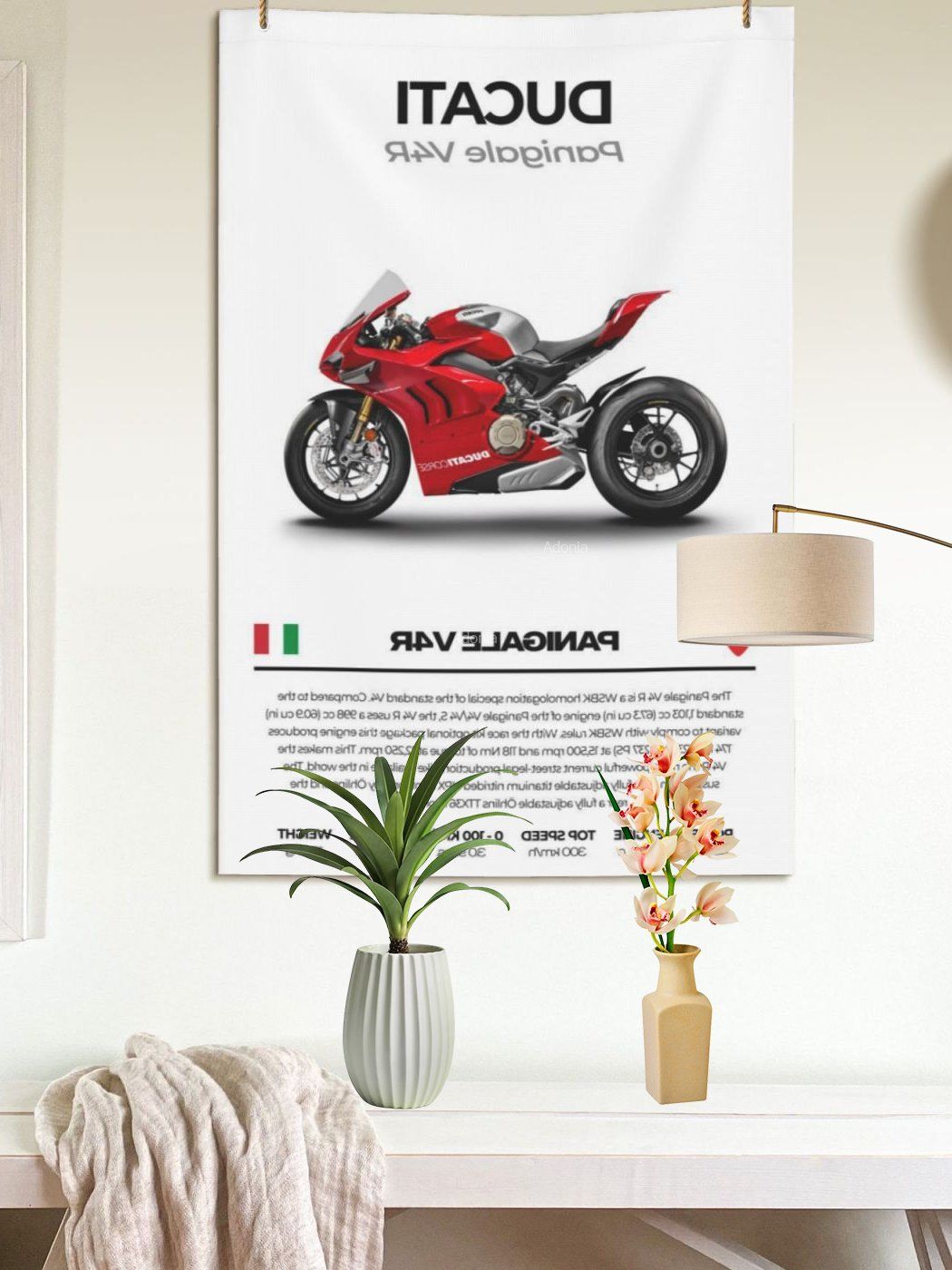 Флаг плакат баннер Ducati Panigale V4R Pattern 60cm X 90cm Двусторонняя ...