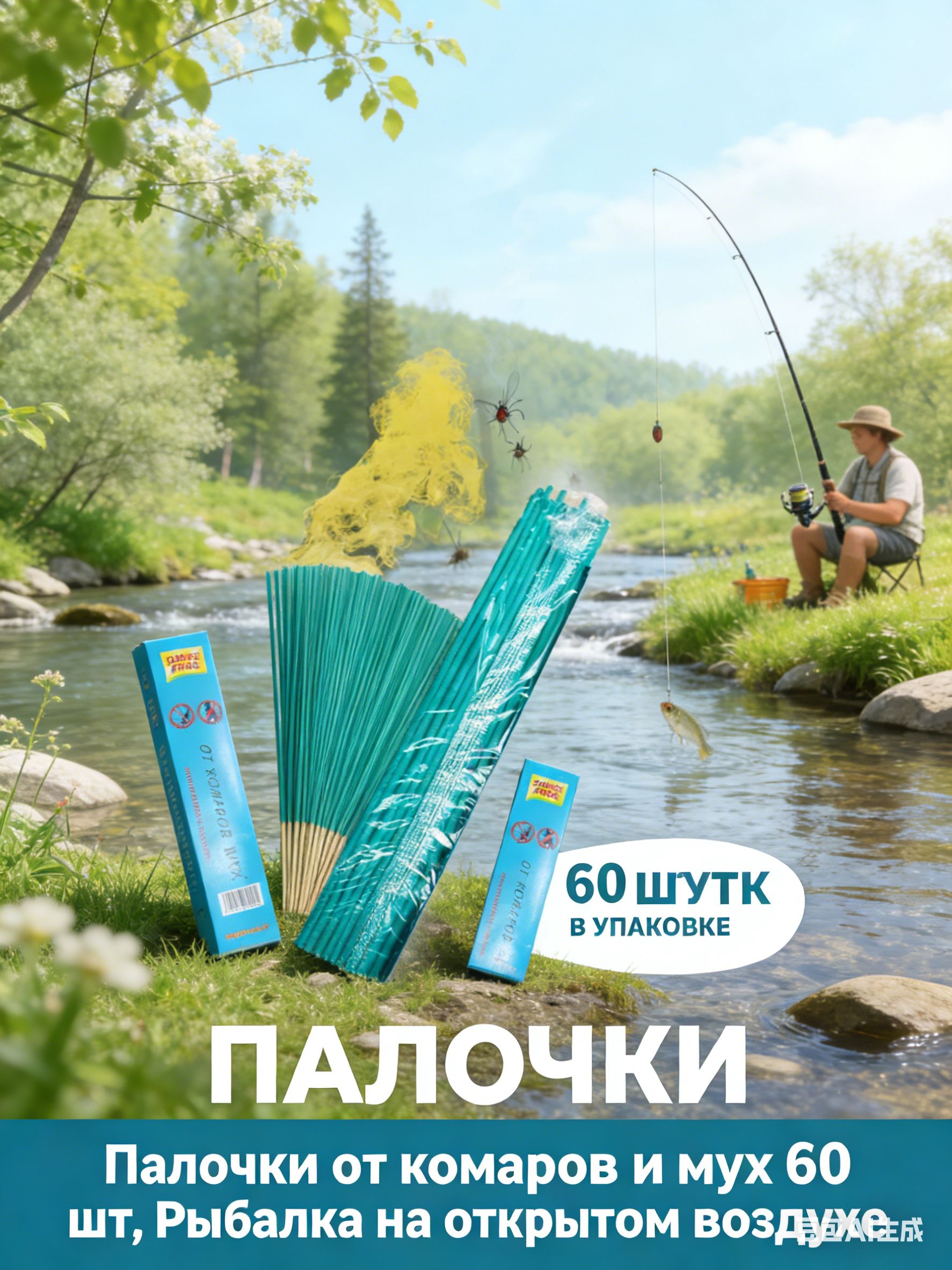Палочкиоткомаровимух60шт,Рыбалканаоткрытомвоздухе