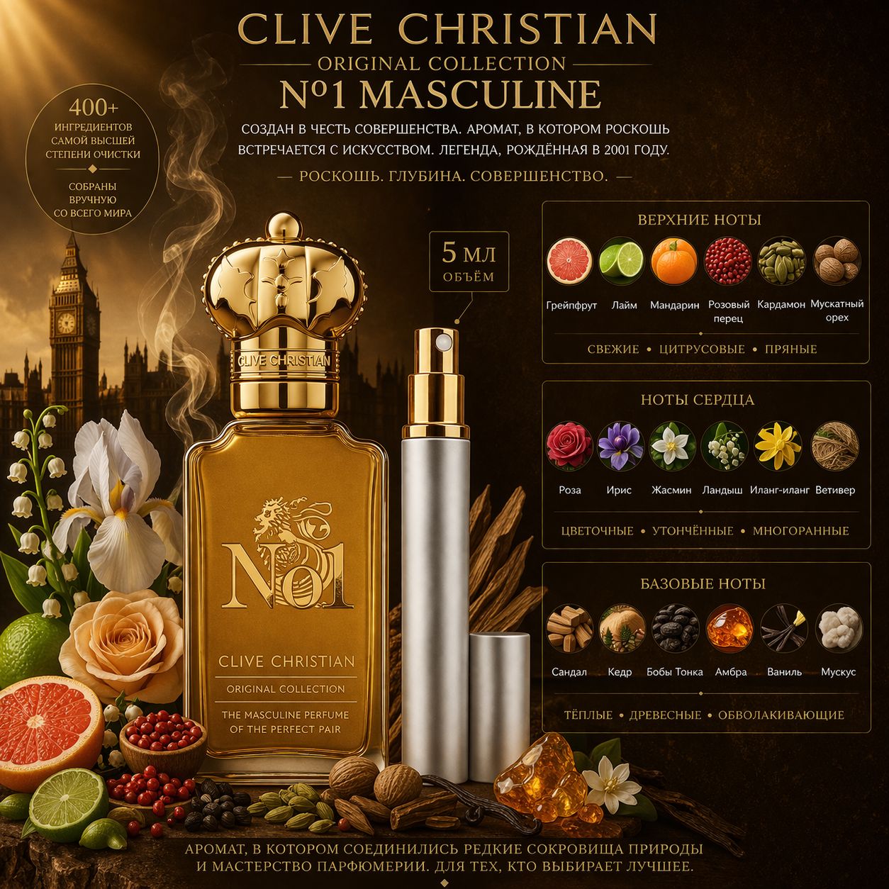 Clive Christian No. 1 For Men Парфюмерная вода для мужчин 5 мл Отливант купить