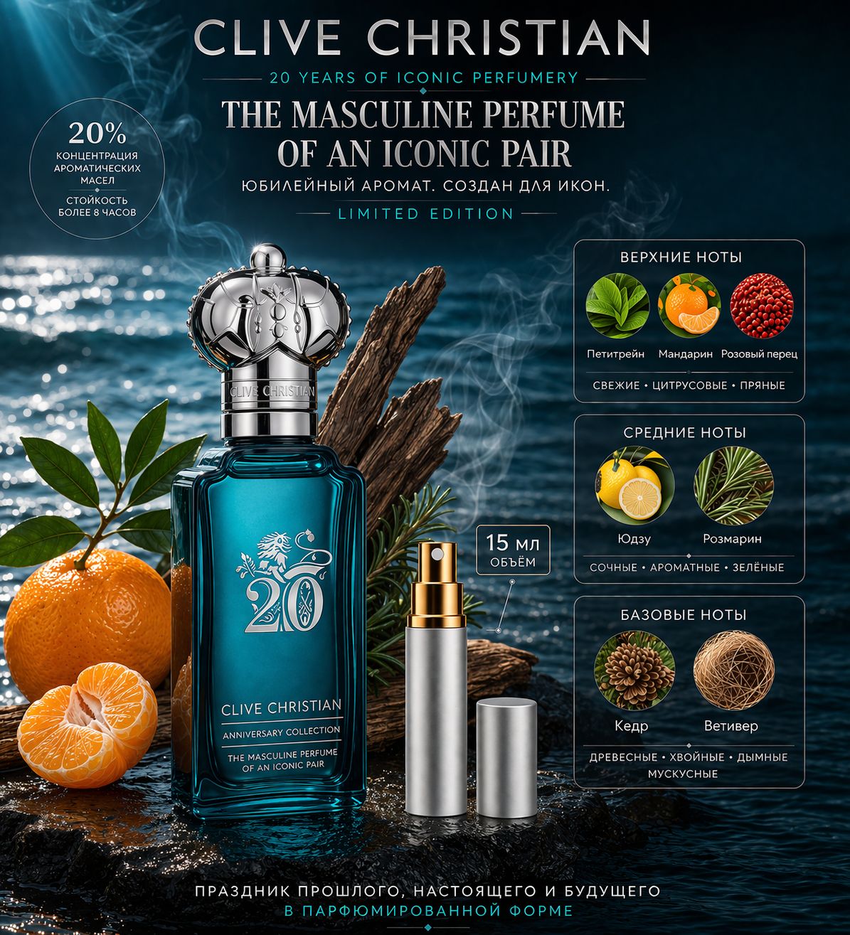Clive Christian 20 Iconic Masculine Perfume Духи 15 мл Отливант купить