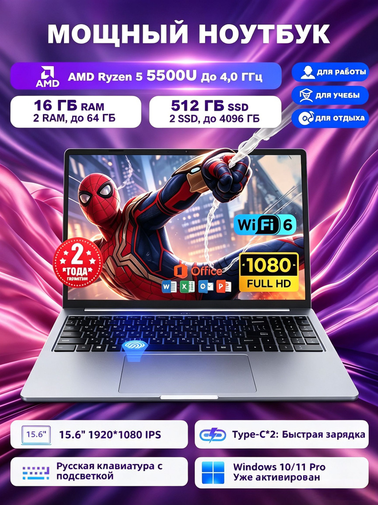 Ninkear A15Pro Двухканальная ОЗУ+два слота M.2,Ультрабук для офиса, работы и учебы с office,Мощный Игровой #1