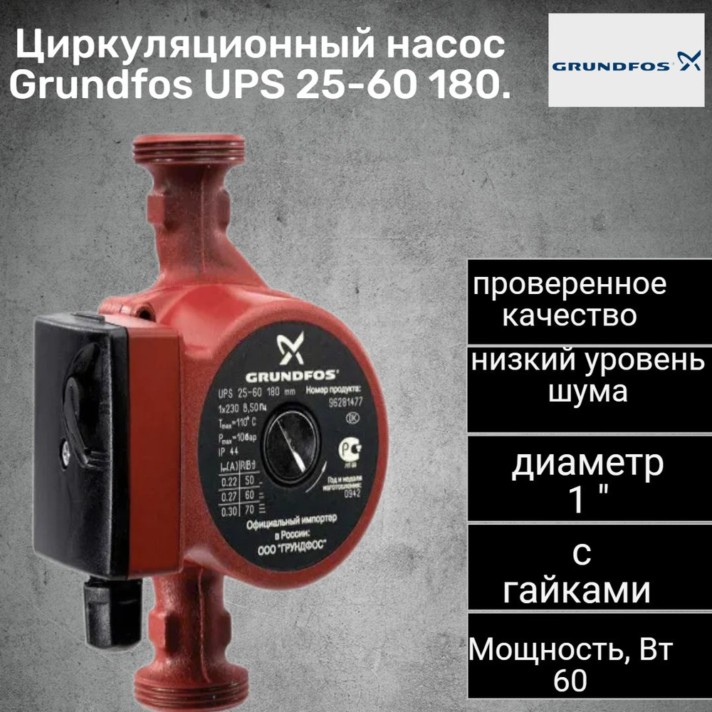 Циркуляционный насос Grundfos Насос, 230 л/мин - купить по выгодной цене в  интернет-магазине OZON (851673699)