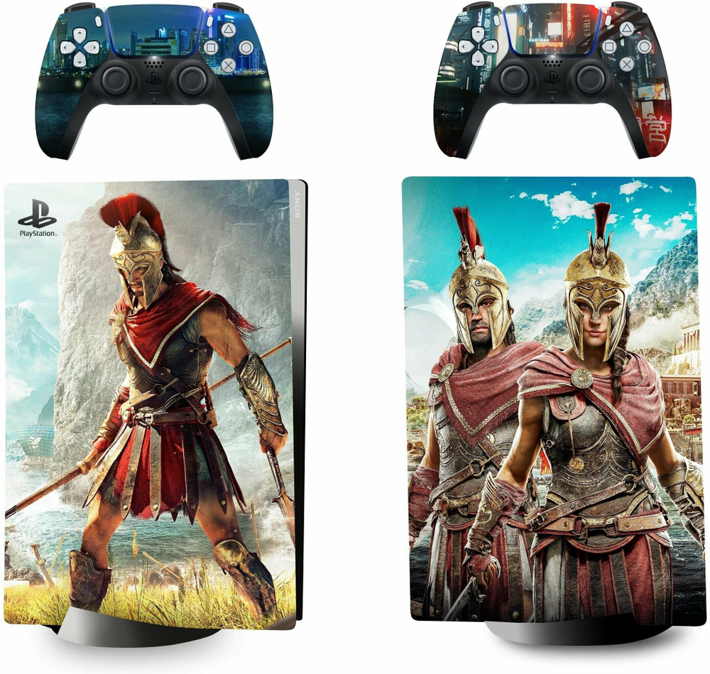 Наклейка Assassins Creed Odyssey виниловая защитная на игровую консоль  PlayStation 5 Disk Edition полный комплект