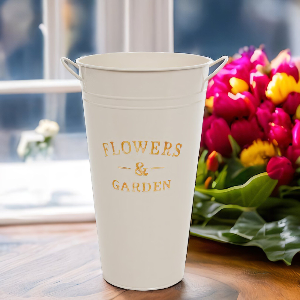 Вазон для цветов напольный кашпо металлическое с ручками высокое с ...