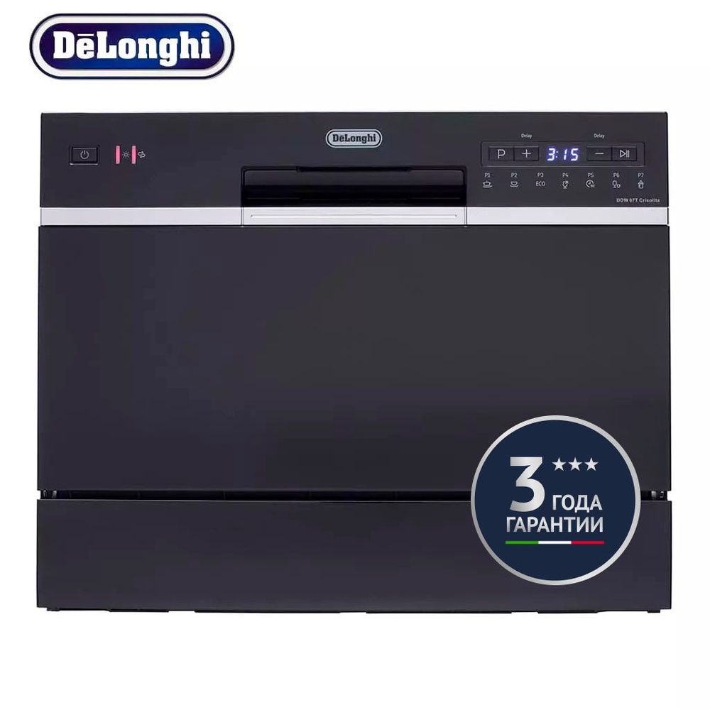 Посудомоечная машина DeLonghi DDW 07T Crisolita, черный купить по выгодной  цене в интернет-магазине OZON (231015585)