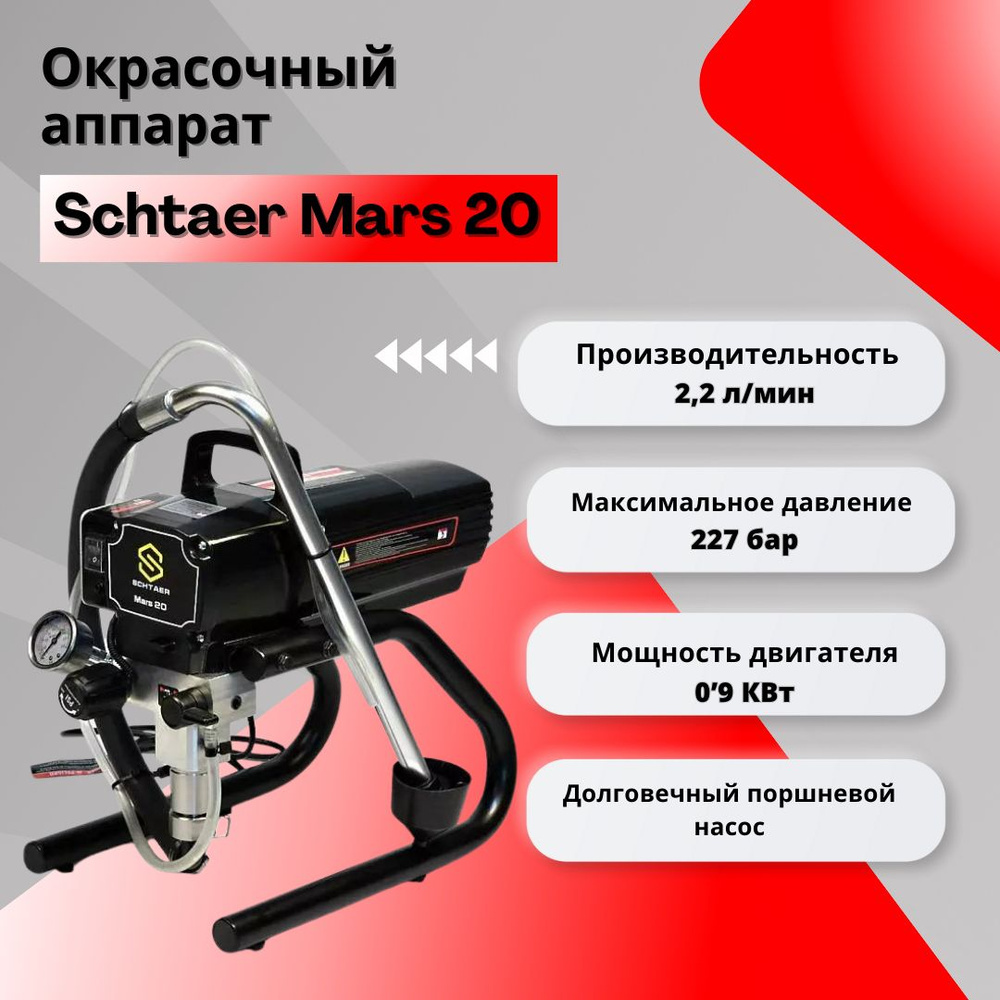 Электрический краскопульт SCHTAER MARS 20 купить по выгодной цене в  интернет-магазине OZON (831066499)