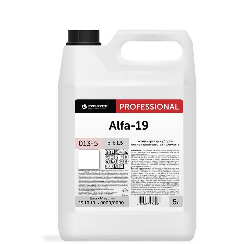 Средство для уборки после строительства и ремонта Pro-Brite Alfa-19, 5 л.  #1