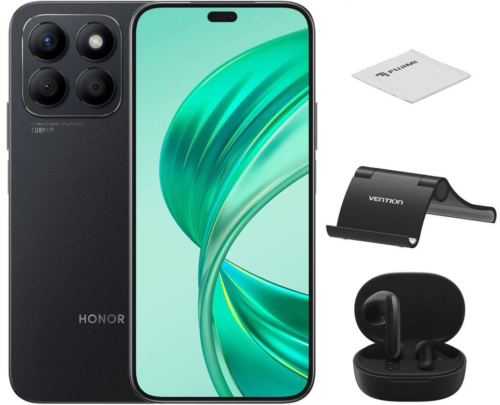 Honor Смартфон X8b Midnight Black + наушники + комплект аксессуаров +  подарочный сертификат 8/128 ГБ, черный