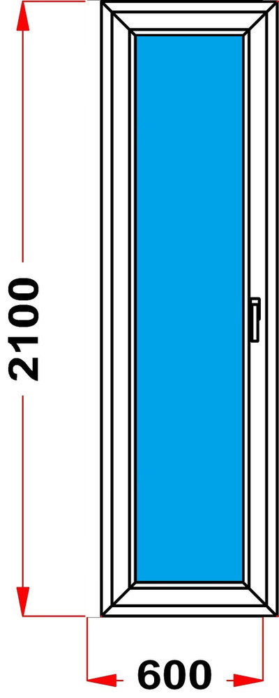 Балконная дверь 70 мм 70 мм (В2100 x Ш600) 56, с поворотно-откидной створкой, стеклопакет 3 стекла, левое #1