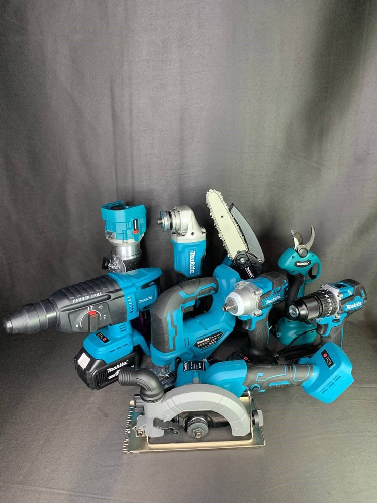 Набор инструментов Макита аккумуляторный 9 в 1/Перфоратор, шуруповерт ...