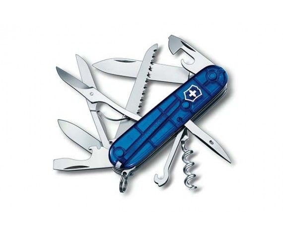 Нож перочинный VICTORINOX Huntsman, 91 мм, 15 функций, полупрозрачный синий 1.3713.T2  #1