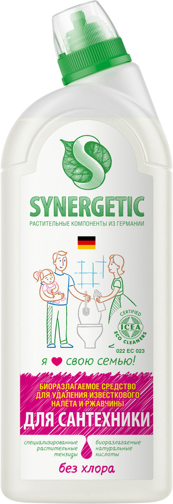 Универсальное чистящее средство для сантехники SYNERGETIC, 1л / Гель для чистки ванной и туалета  #1