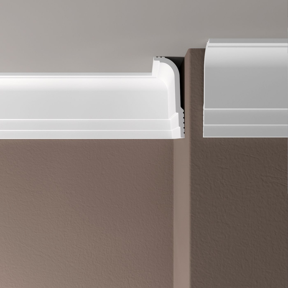 Плинтус Де-Багет потолочный ударопрочный ПП16, 80х30х2000 мм, 1 шт ...