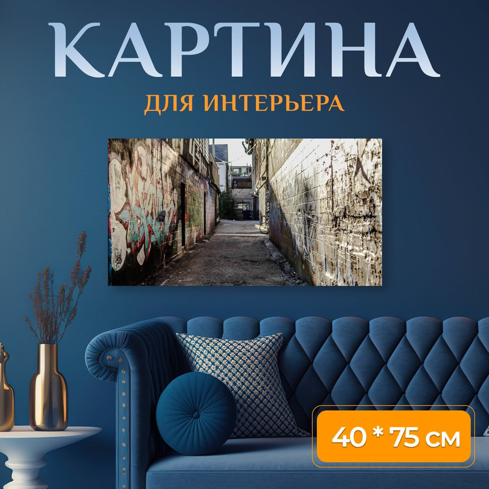 LotsPrints Картина "Город, аллея, граффити 06", 75  х 40 см #1