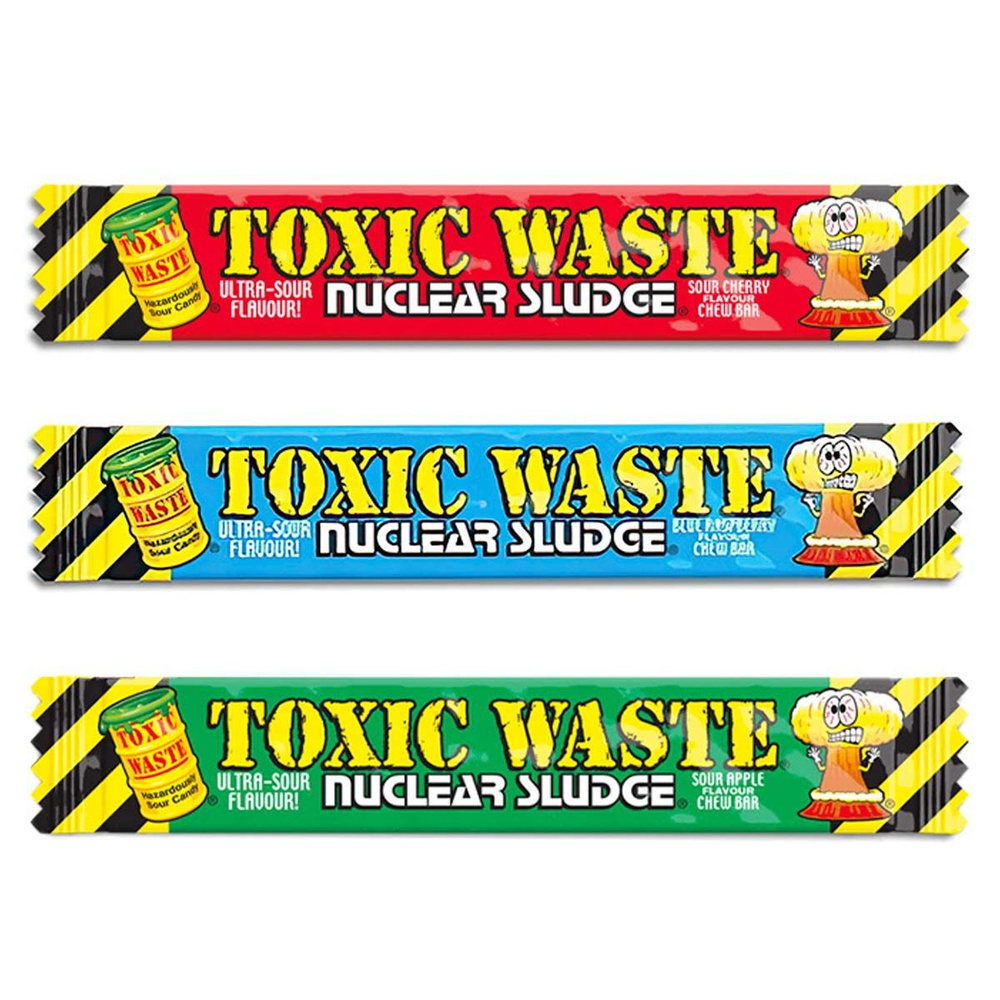 Кислая жевательная конфета Toxic Waste Nuclear Sludge - набор 3 вкуса (яблоко, малина, вишня) (США), #1