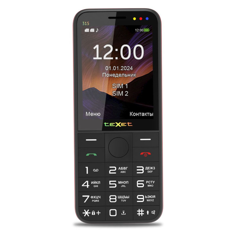 Texet Мобильный телефон Мобильный телефон teXet TM-315, темно-бордовый, черный матовый  #1