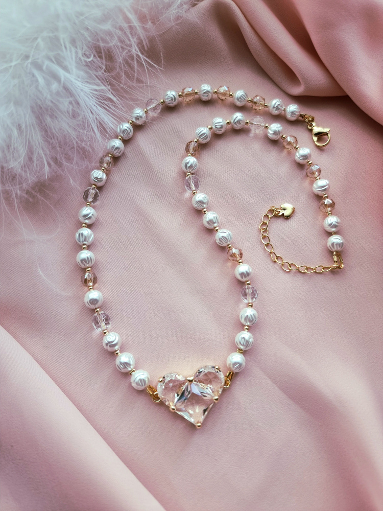 Чокер из жемчуга майорка и горного хрусталя. - купить с доставкой по ...