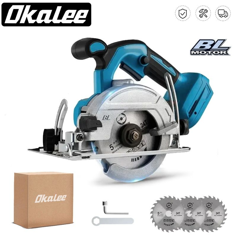5-дюймовая бесщеточная циркулярная пила с литиевой батареей, резка ...