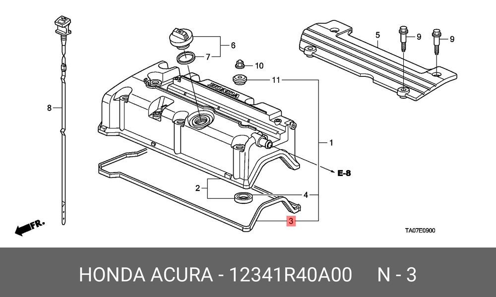 Honda Прокладка двигателя, арт. 12341-R40-A00, 1 шт. #1