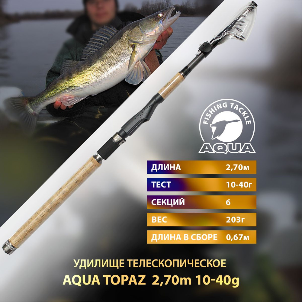 Удилище телескопическое AQUA Topaz 2.7m 10-40g #1