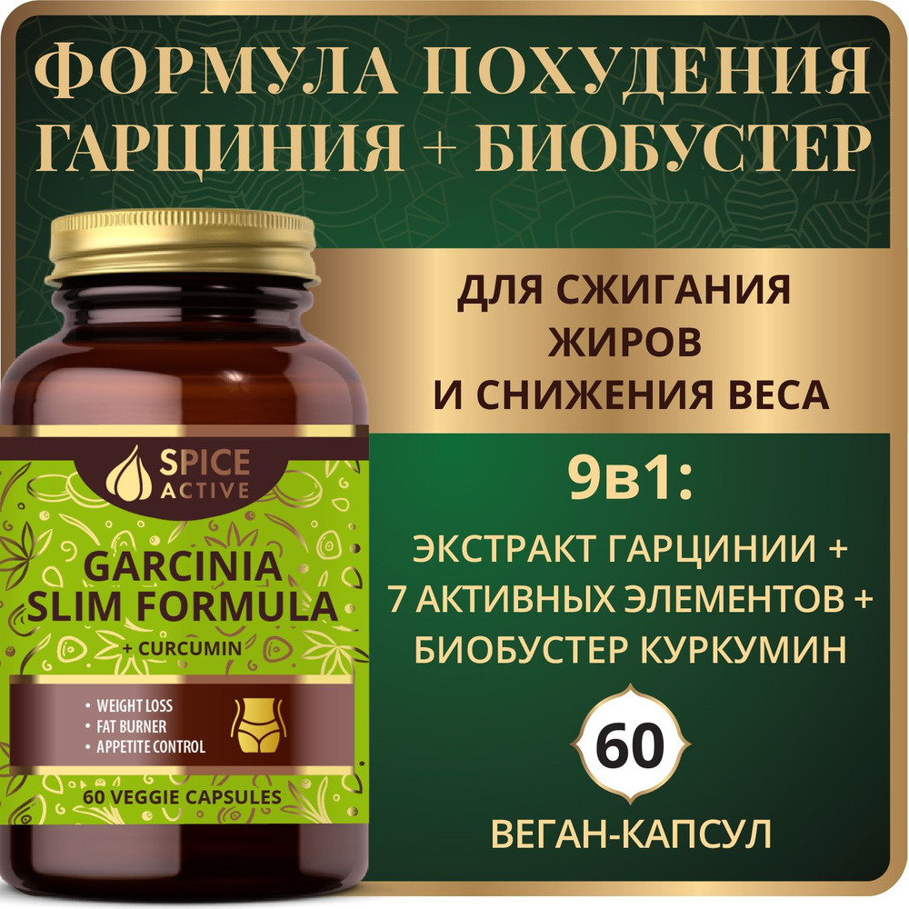 Формула для похудения Spice Active с гарцинией и куркумином, 60 капсул, для снижения  аппетита, для снижения веса, для обмена веществ - купить с доставкой по  выгодным ценам в интернет-магазине OZON (1164638634)