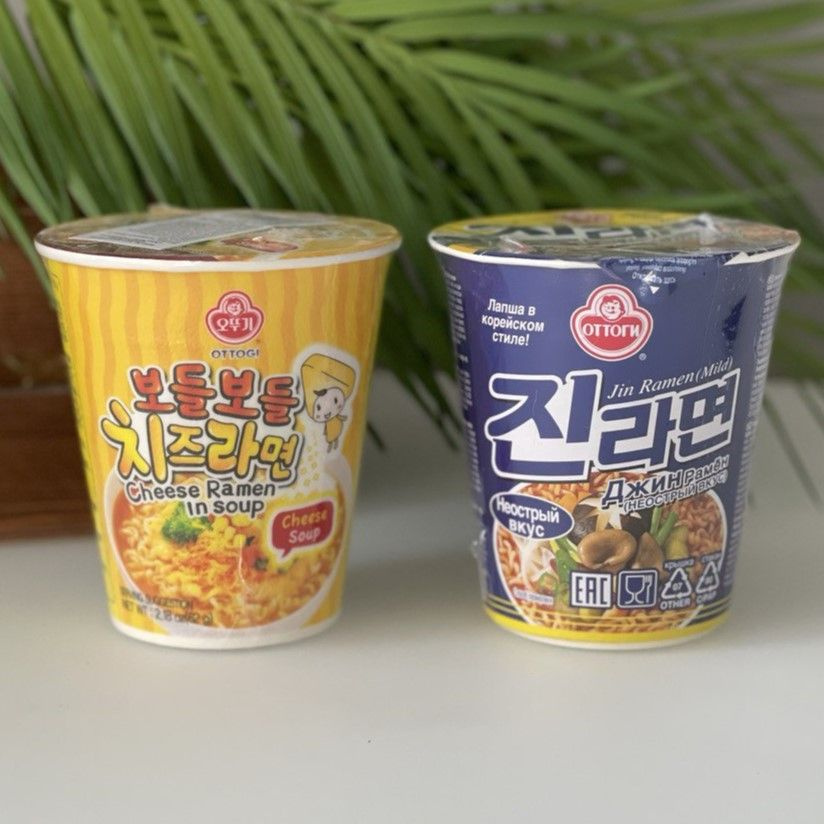 Корейская лапша быстрого приготовления OTTOGI Сырный соус и Джин Рамён ...