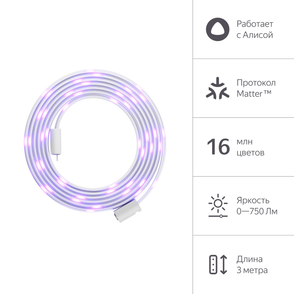 Умная светодиодная лента Яндекс - купить в интернет магазине OZON  (1549486812)