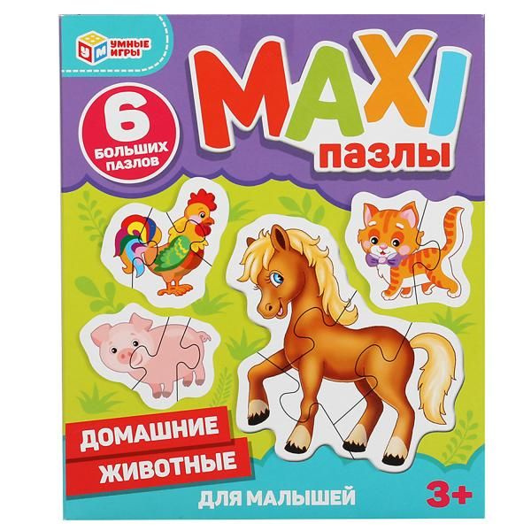 Макси-пазлы для малышей Домашние животные (6 пазлов) Умные игры 4680107902177  #1