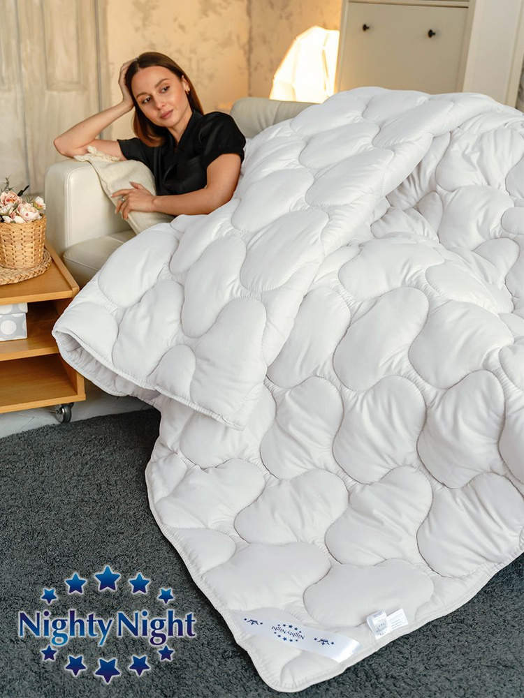 Одеяло Nighty Night "Бамбук" 2-х спальное, 172х205 см / Зимнее, теплое, стеганое одеяло 350 г/м2, с гипоаллергенным #1
