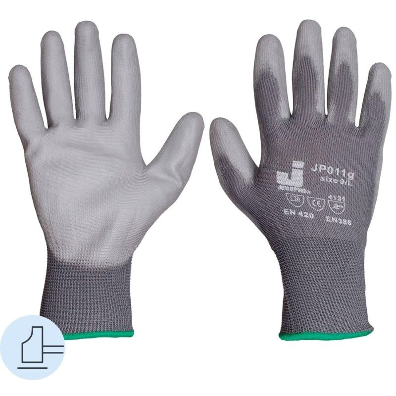 Защитные перчатки JETA SAFETY Серые, с покрытием, размер 10, XL, 12 пар, JP01g  #1
