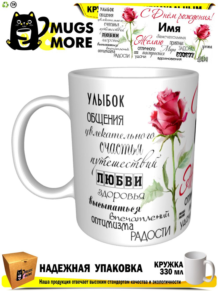 Mugs & More Кружка "С Днем рождения! Динара", 330 мл, 1 шт #1