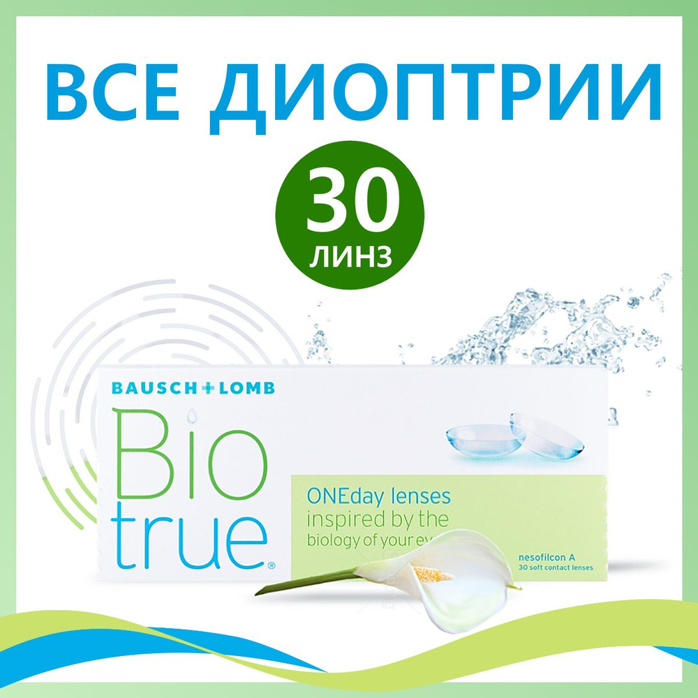 Контактные линзы для глаз однодневные BioTrue OneDay 30 шт / 8.6 / -2.25  #1