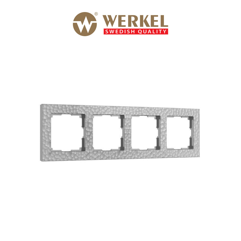 Рамка для выключателей и розеток пластиковая на 4 поста Werkel Hammer W0042406 серебряная  #1