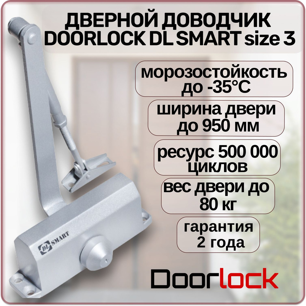 Доводчик дверной DOORLOCK DL SMART size 3 морозостойкий уличный до 80 кг  #1