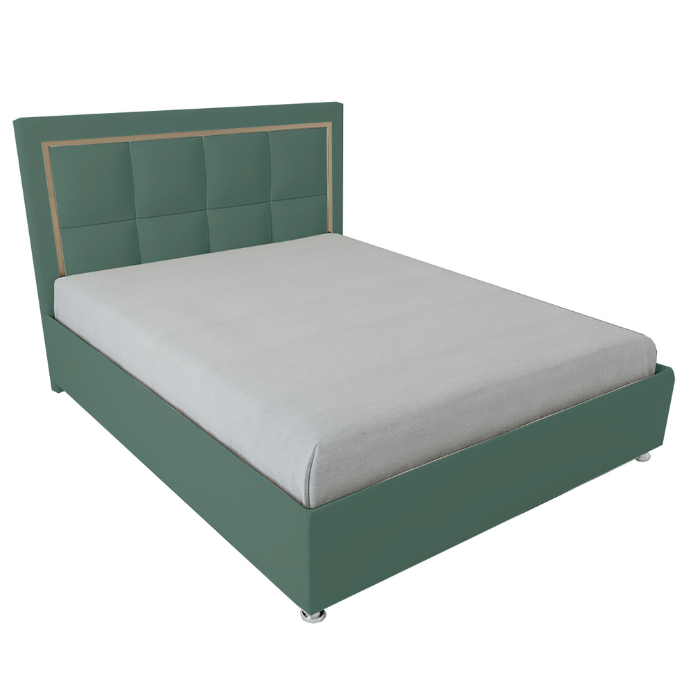 Двуспальная кровать Вирджиния 160x200 основание металлическое с ламелями велюр зеленый ножки 5 см  #1