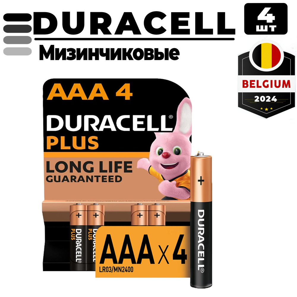 Duracell Батарейка AAA, L (щелочной) тип, 4 шт #1