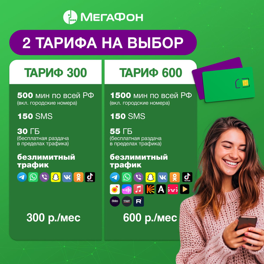 SIM-карта Мегафон 2 выгодных тарифа навсегда