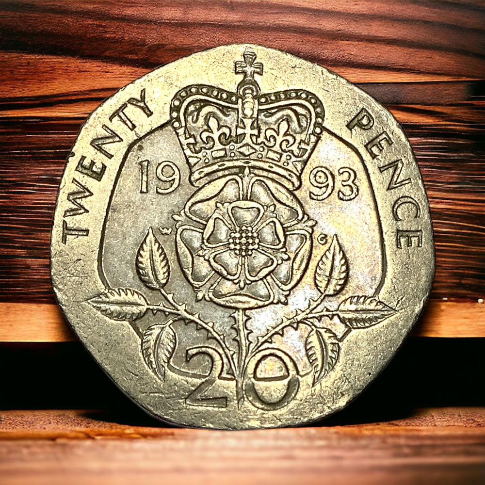 Монета Великобритания 20 пенсов 1993 года. Роза Тюдоров ...