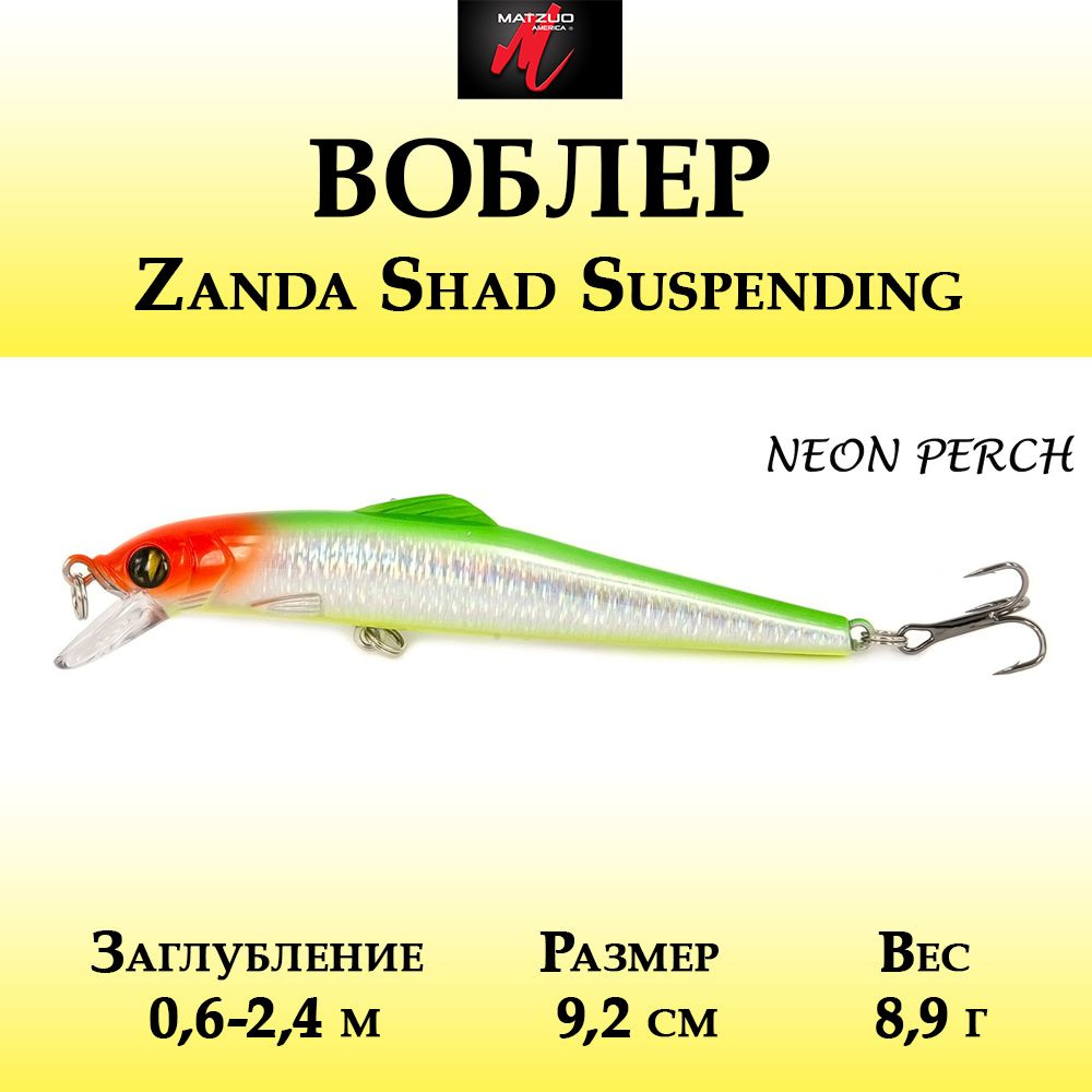 Воблер для рыбалки Matzuo Zanda Shad Suspending 8,9г, цвет Natural Perch #1