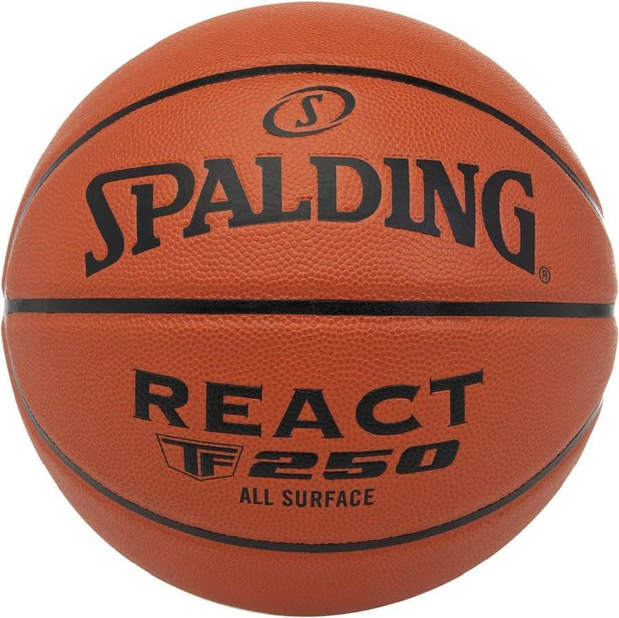 Мяч баск. SPALDING TF-250 React 76802z, р.6, 8 панелей, композит. кожа (ПУ), коричн-черн.  #1