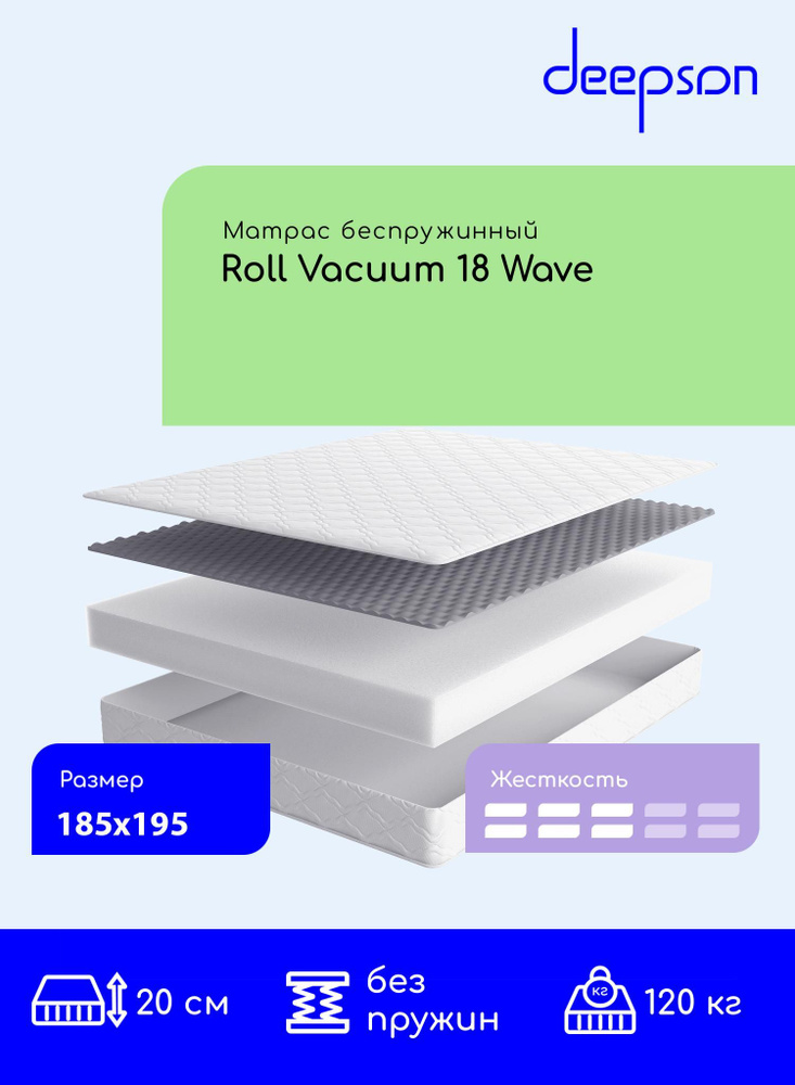 Deepson Матрас , Ортопедический Deepson Roll Vacuum 18 Wave средней жесткости, Двуспальный, Беспружинный, #1