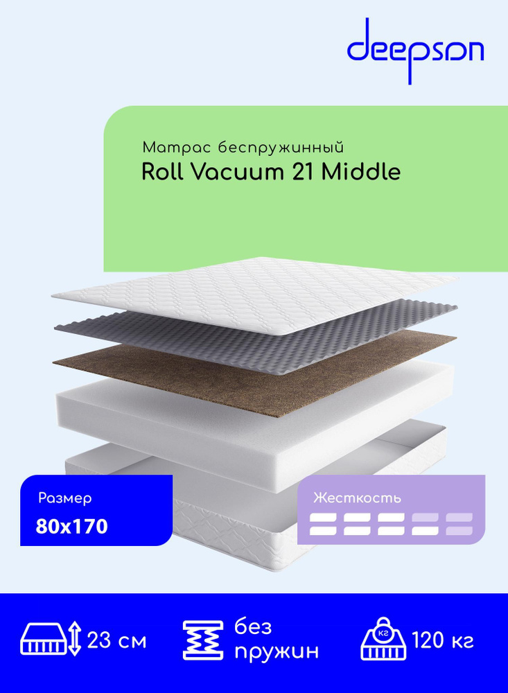 Матрас, Ортопедический матрас Deepson Roll Vacuum 21 Middle средней и выше средней жесткости, Детский, #1