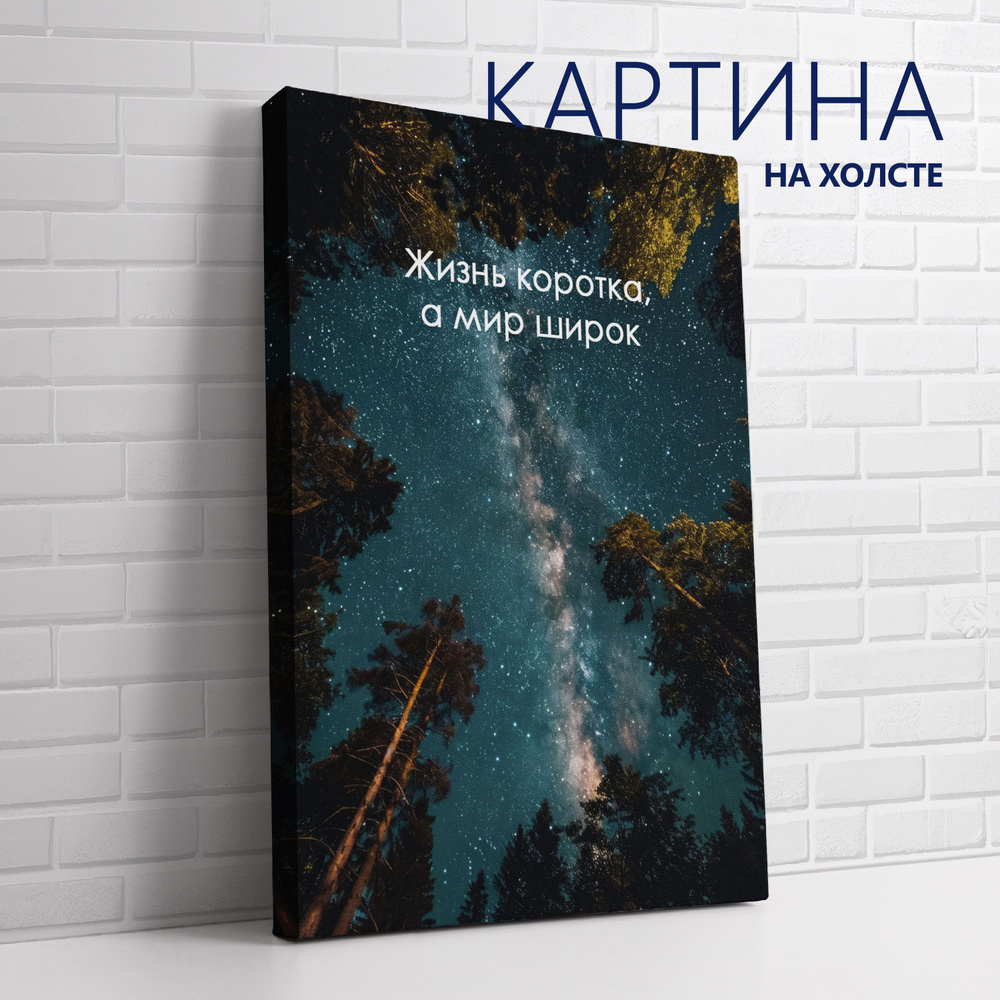 PRO Картины Картина "Цитата. Жизнь коротка, а мир широк (RU)", 60 х 40 см  #1