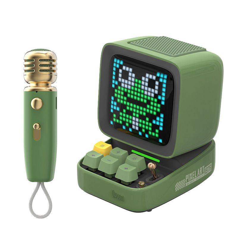 Divoom Ditoo-Mic green Bluetooth-динамик, ретро-игровой микрофон с пиксельной графикой и функцией караоке #1