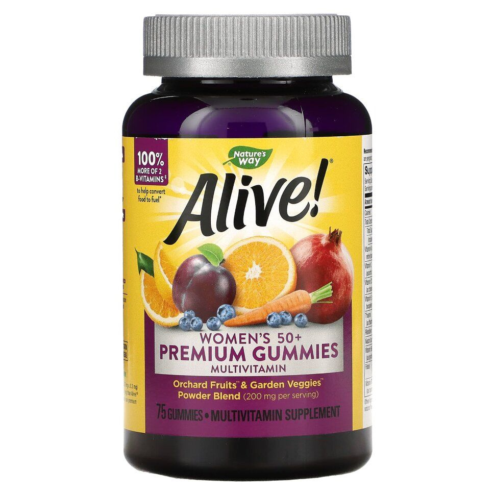 Natures Way Alive Womens 50+, Мультивитамины для женщин старше 50 лет, 75 жевательных конфет #1