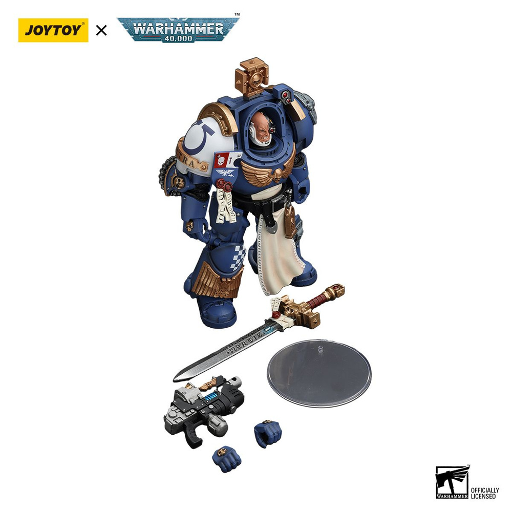 Подвижная фигурка JOYTOY Warhammer 40K 1/18 Ultramarines Captain In Terminator Armour Model Toy Gift #1