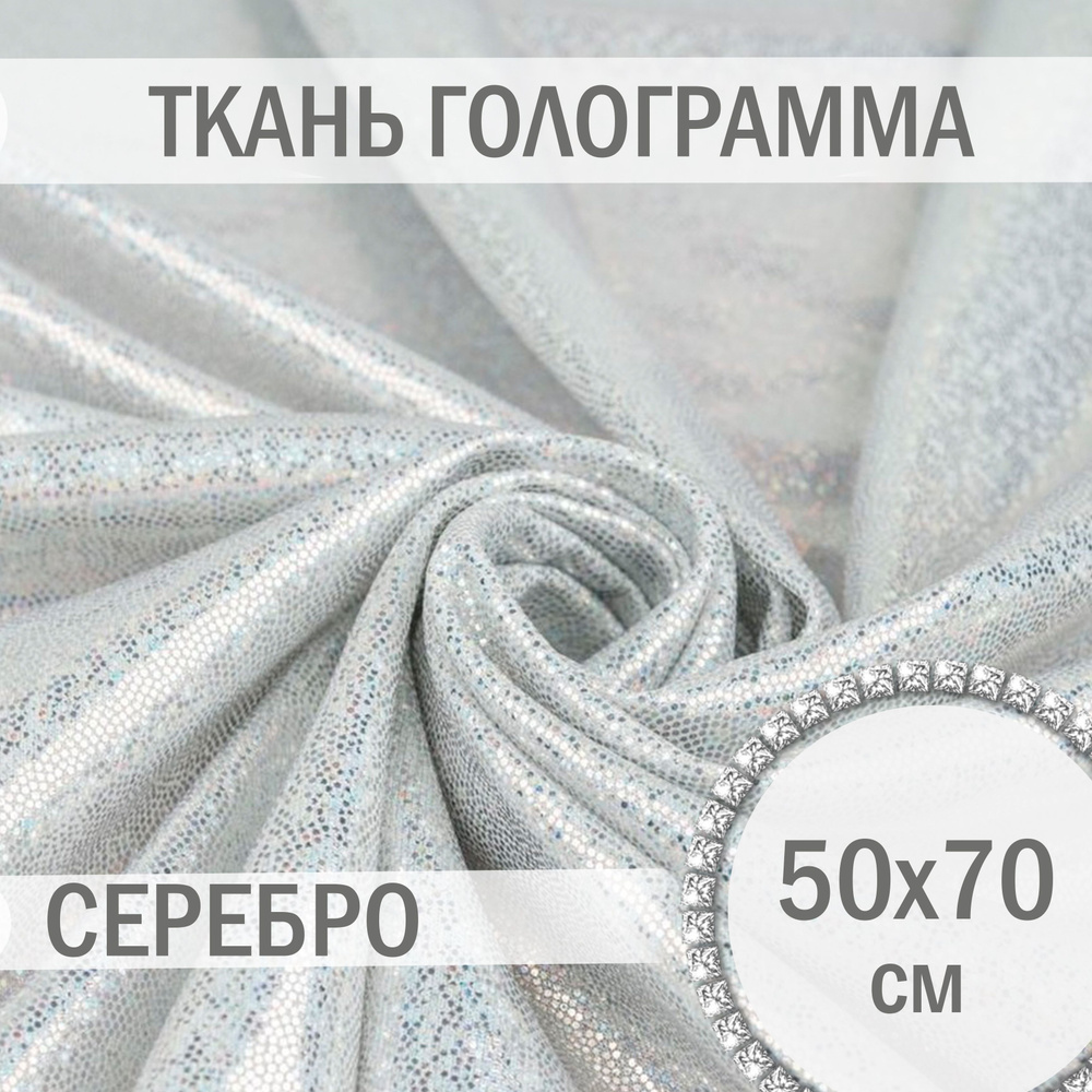 Ткань ГОЛОГРАММА серебро 50х70 см #1