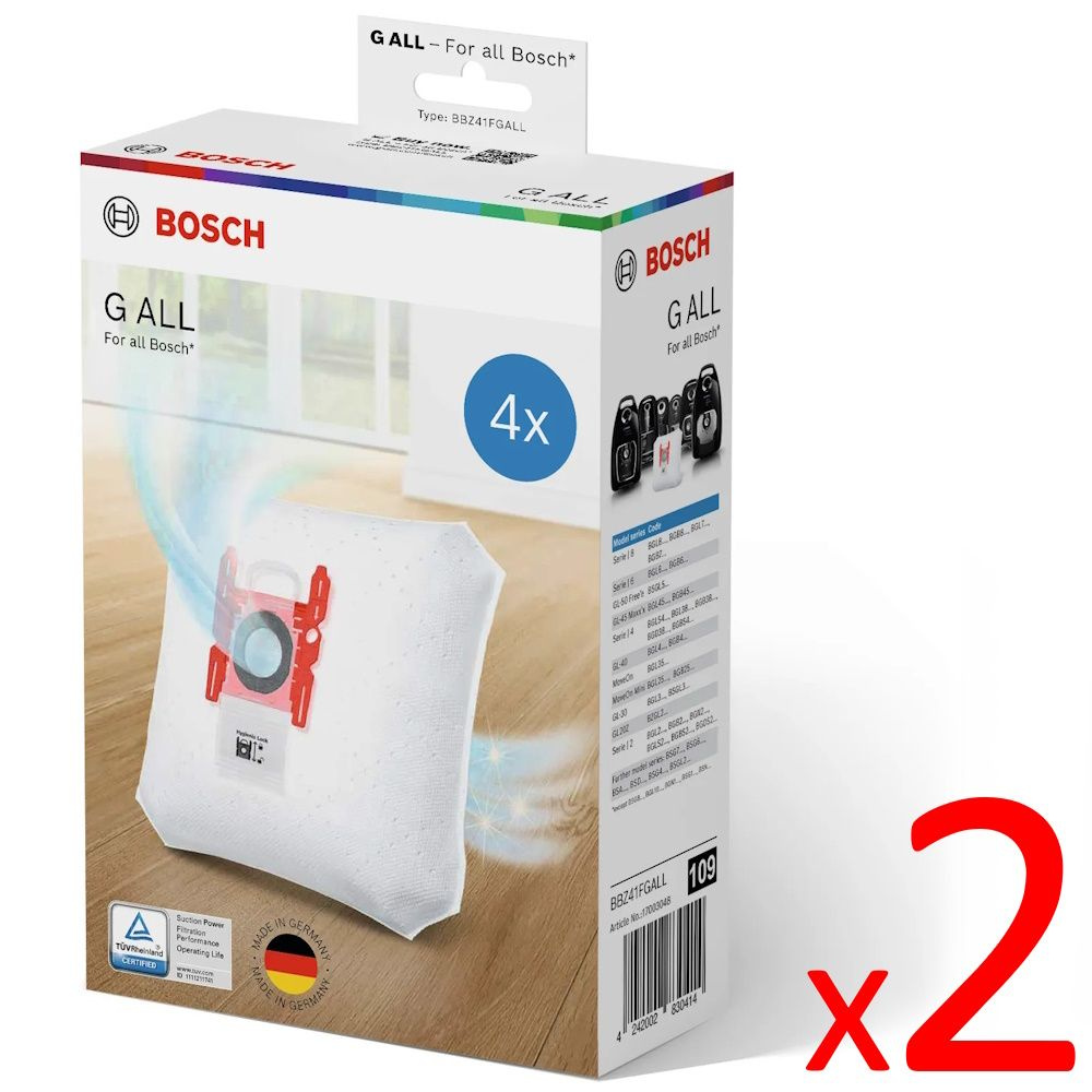 2 ШТУКИ - Мешки-пылесборники Bosch PowerProtect, тип "G ALL", 4 шт, BBZ41FGALL - 17003048  #1