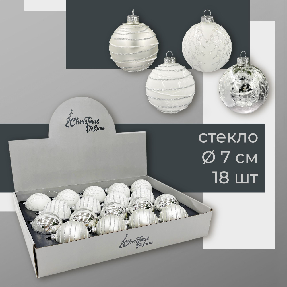 Набор стеклянных ёлочных шаров ChristmasDeLuxe, 18 шт. диаметром 7 см  #1