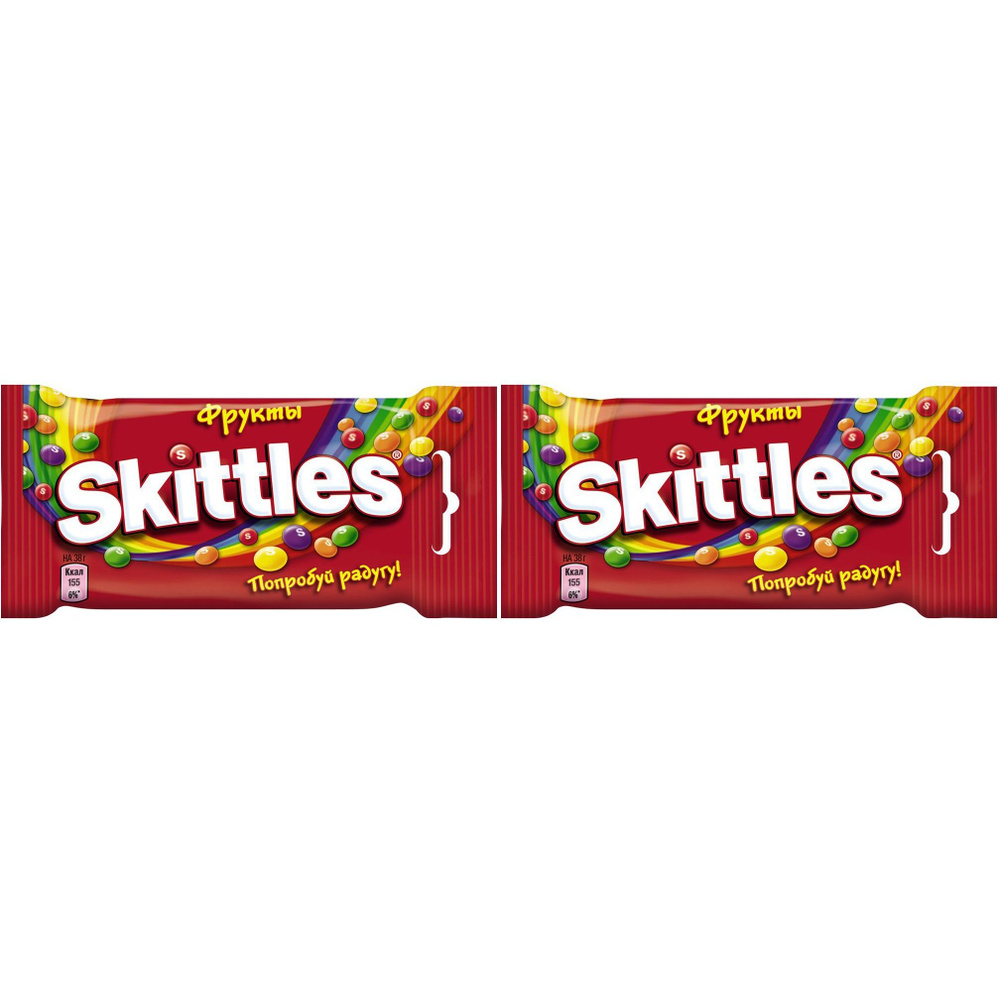 Конфеты жевательные Skittles с фруктами 38 г, набор: 2 штуки #1